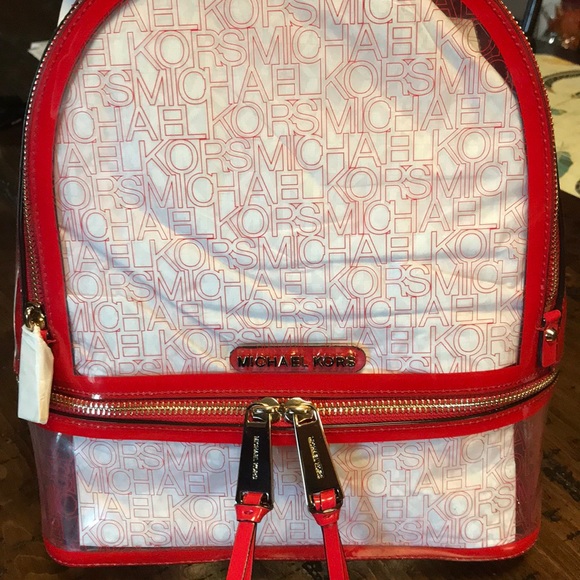 Michael Kors Rhea backpack red clear - Picture 2 of 8